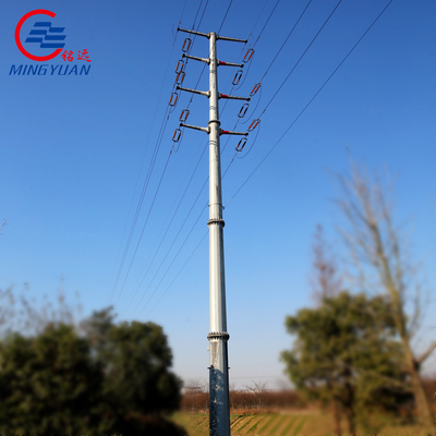 قطب فولادی برق هشت ضلعی 11kv توزیع برق داغ