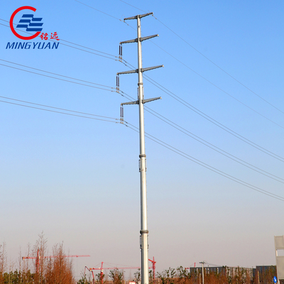 قطب های توزیع فولادی مخروطی 33kv خطوط برق فشار قوی گالوانیزه