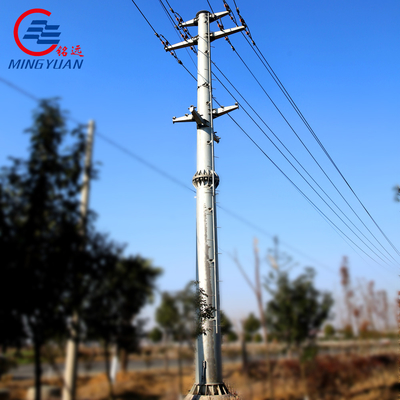 قطب های فولادی خط انتقال دکل دو مدار HDG Utility چند ضلعی مخروطی