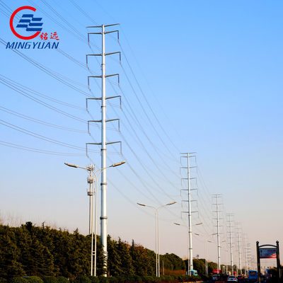 قطب های فولادی خط انتقال دکل دو مدار HDG Utility چند ضلعی مخروطی