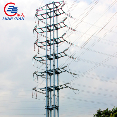 قطب های فولادی خط انتقال دکل دو مدار HDG Utility چند ضلعی مخروطی